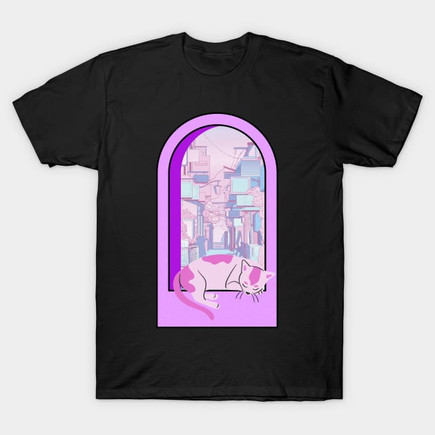 sleeping cat T-Shirt by purplecrowshub